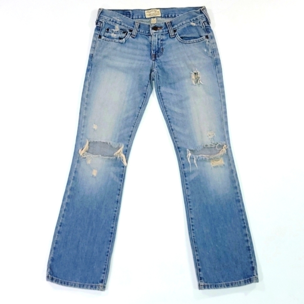ABERCROMBIE & FITCH ♡ Sweet, Cute 'n Sexy Faded Ruged Distressed Blue Jeans 0